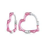 S925 Sterling Silver Enamel Platinum Plated Earrings 13*2mm for Women