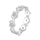 925 Sterling Silver Pave Setting CZ White Gold Plated Ring Size 6 for Women