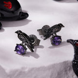 925 Sterling Silver Earrings with Pavé Setting CZ in Black Gold - Size 0.8*1.1cm for Women