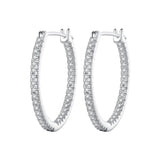 925 Sterling Silver Earrings with Pave Setting CZ in White Gold for Women