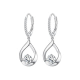 925 Sterling Silver Moissanite 0.5ct Earrings with Pavé Setting, Size 30*11mm for Women
