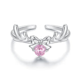 925 Sterling Silver White Gold Plated Bow-Knot Ring with CZ for Women
