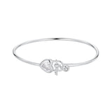 925 Sterling Silver Bracelet with CZ, 17mm, White Gold Plated, For Women