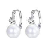 925 Sterling Silver Earrings with Quality Shell Pearl and CZ for Women