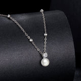 925 Sterling Silver Moissanite and Freshwater Pearl Necklace 40+5cm for Women