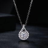 925 Sterling Silver Moissanite Necklace with CZ, 400mm Length, 15x10mm Pendant for Women