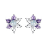 925 Sterling Silver Earrings with Enamel and Transparent Glass for Women