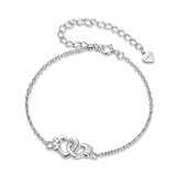 925 Sterling Silver White Gold Plated Chain Bracelet for Women