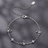 925 Sterling Silver White Gold Plated Bracelet with Moissanite, 15+6cm, for Women
