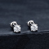 925 Sterling Silver Earrings with Moissanite in Style S, 0.5cm for Women