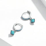 S925 Sterling Silver Turquoise Earrings - 2.1*0.7cm for Women