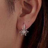 925 Sterling Silver Earrings with Pavé Setting CZ in White Gold for Women