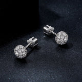 925 Sterling Silver White Gold Plated Moissanite Earrings Size 10mm for Women
