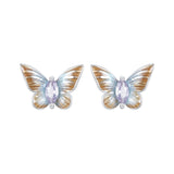 925 Sterling Silver Earrings with Enamel and Pavé Set CZ, 7x10mm, White Gold Plated for Women
