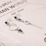 925 Sterling Silver Oxidized Pavé Setting CZ Earrings