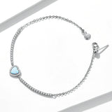 925 Sterling Silver Adjustable Bracelet with Translucent Opal and CZ for Women