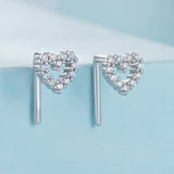 925 Sterling Silver Earrings with Pavé Setting and CZ - Size 10mm x 6mm