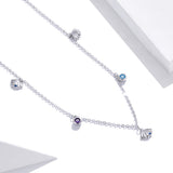 925 Sterling Silver Adjustable Necklace with Scallop Design and Pavé Setting CZ