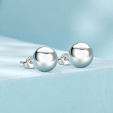 925 Sterling Silver Plated White Gold Earrings - 10mm for Women