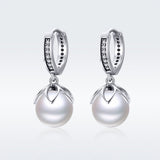 925 Sterling Silver Earrings with Quality Shell Pearl and CZ for Women