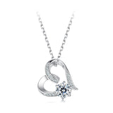 925 Sterling Silver Moissanite Necklace with Pendant and White Gold Plating for Women