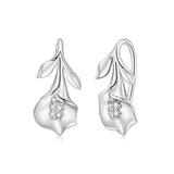 925 Sterling Silver Earrings with White Gold Plating and CZ