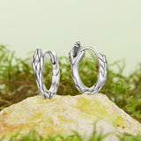 925 Sterling Silver Earrings for Women, Oxidized Silver, 1.4x0.35 cm