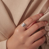 925 Sterling Silver Oxidized Silver Dog Ring for Women