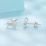 925 Sterling Silver Earrings with Pavé Setting and White Gold Plating for Women