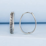 925 Sterling Silver Earrings for Women - 2.0*0.3cm, Inner Diameter 1.7cm, Oxidized Silver