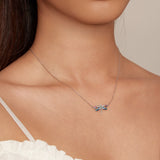 925 Sterling Silver Pendant Necklace with Pavé CZ and Plated Platinum