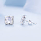 925 Sterling Silver Earrings with Pavé Setting CZ and Platinum Plating.