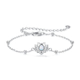 925 Sterling Silver White Gold Plated Bracelet with Synthetic Opal - Length 15+6cm for Women