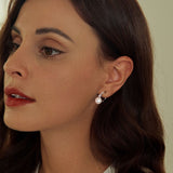 925 Sterling Silver Earrings with Quality Shell Pearl and CZ for Women