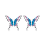 925 Sterling Silver White Gold Plated Enamel Earrings 9x10mm for Women