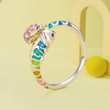 925 Sterling Silver Enamel Process Pavé Setting CZ Ring for Women