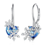 925 Sterling Silver Earrings with Transparent Glass and CZ, 23*12mm for Women