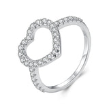 925 Sterling Silver White Gold Plated Moissanite Heart Size 6 Ring for Women