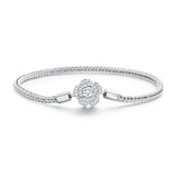 925 Sterling Silver Bracelet with Pavé Setting CZ, 17cm for Women