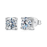 925 Sterling Silver & Moissanite Earrings - White Gold Plated, 0.5ct, Style S for Women
