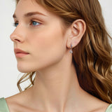 925 Sterling Silver Earrings with Plated White Gold, 2.2*0.7cm, Enamel + Pavé Setting for Women