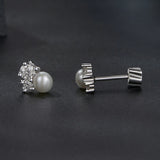 925 Sterling Silver 0.1 Carat Moissanite and Pearl Earrings for Women