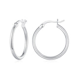925 Sterling Silver Plated Platinum Earrings 24x2mm for Women