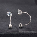 925 Sterling Silver Moissanite 0.1ct Earrings 1.3cm for Women