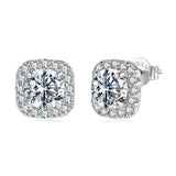 925 Sterling Silver Moissanite 1.0cm Earrings with Pavé Setting for Women