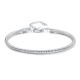 925 Sterling Silver Plated Platinum Bracelet with Adjustable Length for Women