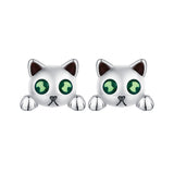 925 Sterling Silver Earrings with Enamel in Oxidized Finish