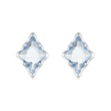 925 Sterling Silver Earrings with Transparent Glass and White Gold Plating