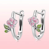 925 Sterling Silver Enamel Oxidized Silver Earrings for Women - 1.5x0.7cm
