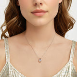 925 Sterling Silver White Gold Plated Necklace 40+5cm Length for Women